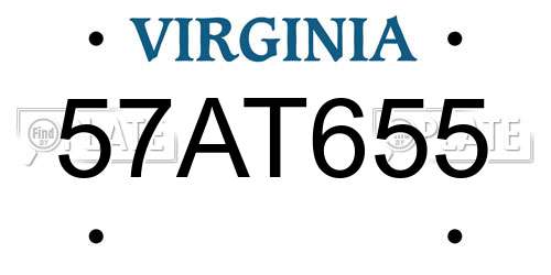 57AT655 Virginia License Plate
