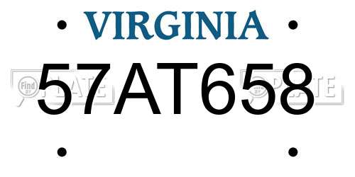 57AT658 Virginia License Plate
