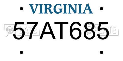 57AT685 Virginia License Plate