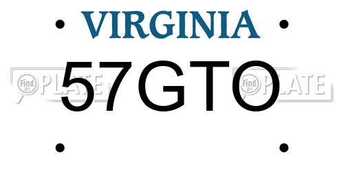 57GTO Virginia License Plate