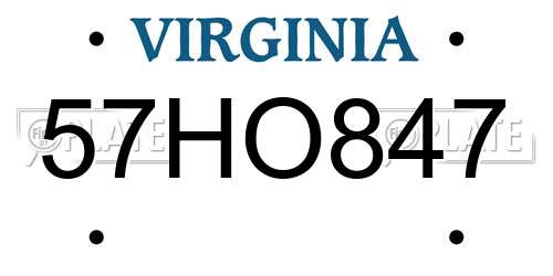 57HO847 Virginia License Plate