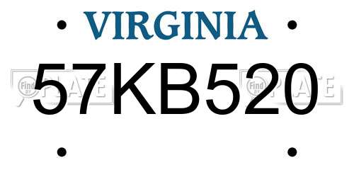 57KB520 Virginia License Plate