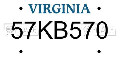 57KB570 Virginia License Plate