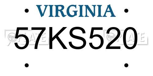 57KS520 Virginia License Plate