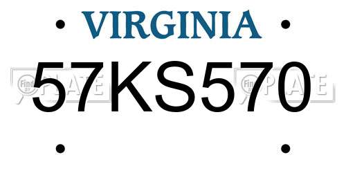57KS570 Virginia License Plate