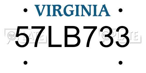 57LB733 Virginia License Plate