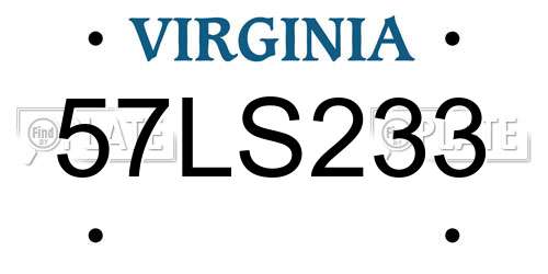 57LS233 Virginia License Plate
