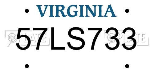 57LS733 Virginia License Plate
