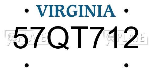 57QT712 Virginia License Plate