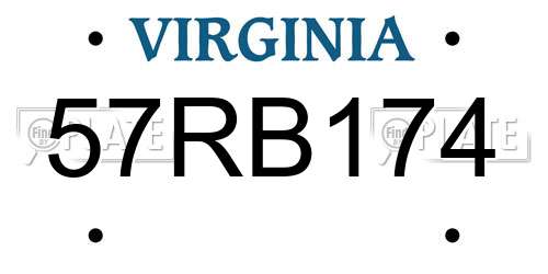 57RB174 Virginia License Plate