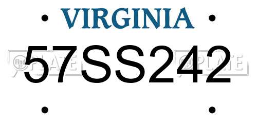 57SS242 Virginia License Plate