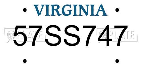 57SS747 Virginia License Plate