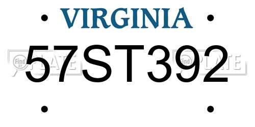 57ST392 Virginia License Plate