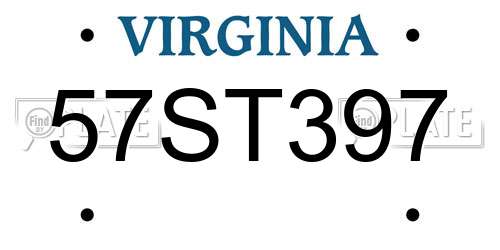 57ST397 Virginia License Plate