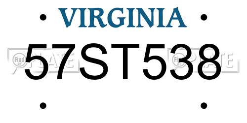 57ST538 Virginia License Plate