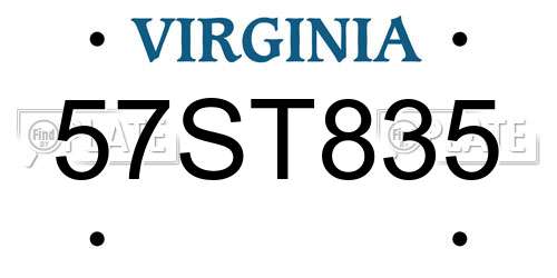 57ST835 Virginia License Plate