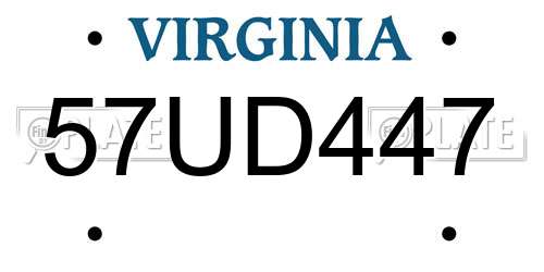 57UD447 Virginia License Plate