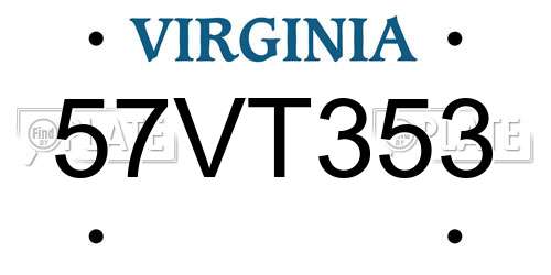57VT353 Virginia License Plate