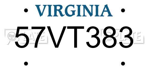 57VT383 Virginia License Plate