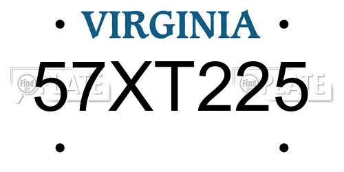 57XT225 Virginia License Plate