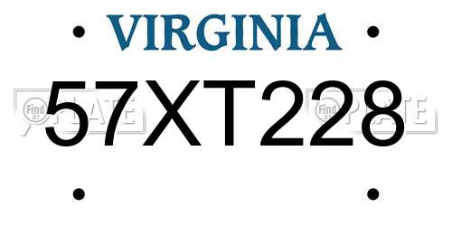 57XT228 Virginia License Plate