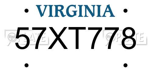 57XT778 Virginia License Plate