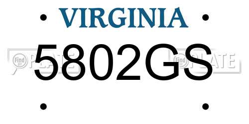 5802GS Virginia License Plate