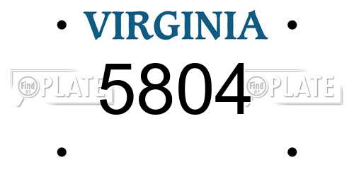 5804 Virginia License Plate