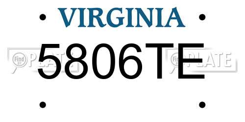 5806TE Virginia License Plate