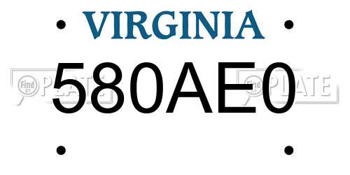 580AE0 Virginia License Plate
