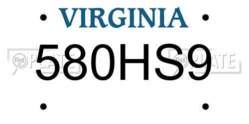 580HS9 Virginia License Plate
