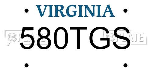 580TGS Virginia License Plate