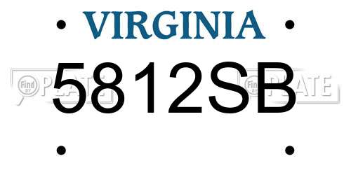 5812SB Virginia License Plate