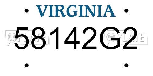 58142G2 Virginia License Plate