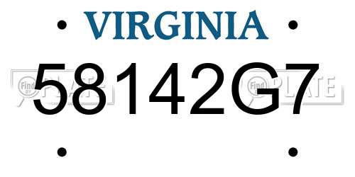58142G7 Virginia License Plate