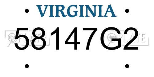 58147G2 Virginia License Plate