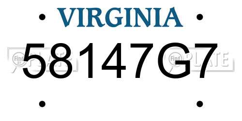 58147G7 Virginia License Plate