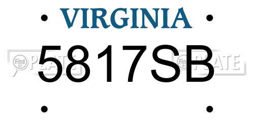 5817SB Virginia License Plate