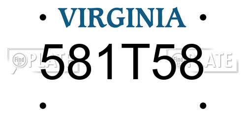 581T58 Virginia License Plate