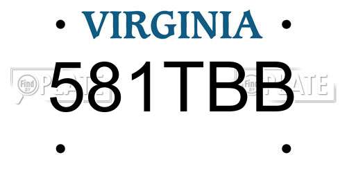 581TBB Virginia License Plate