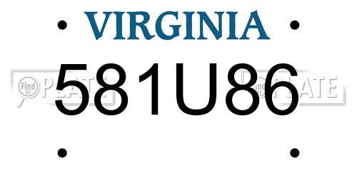 581U86 Virginia License Plate