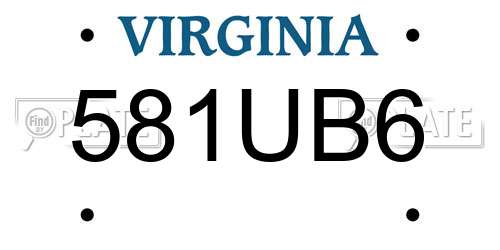 581UB6 Virginia License Plate
