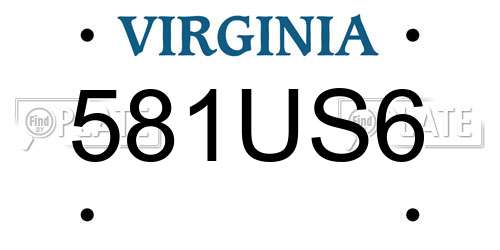581US6 Virginia License Plate