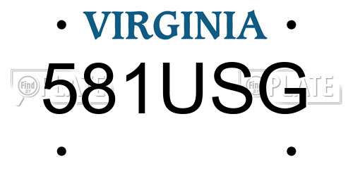 581USG Virginia License Plate