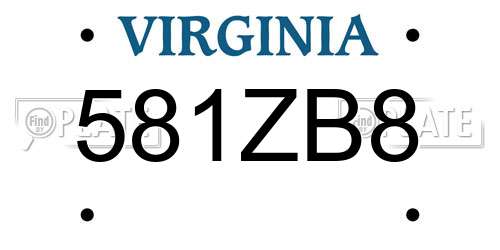 581ZB8 Virginia License Plate