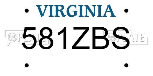 581ZBS Virginia License Plate