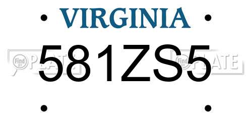 581ZS5 Virginia License Plate