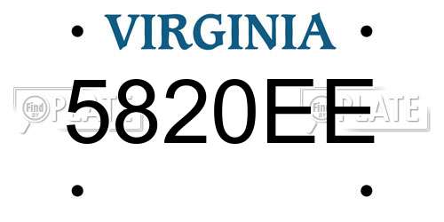 5820EE Virginia License Plate