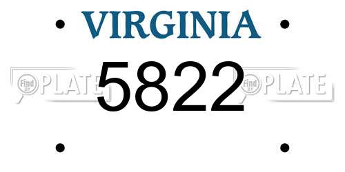 5822 Virginia License Plate