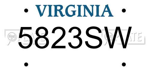 5823SW Virginia License Plate